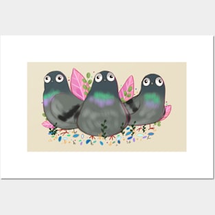 Cute Pigeons illustration Posters and Art